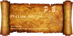 Philipp Béla névjegykártya